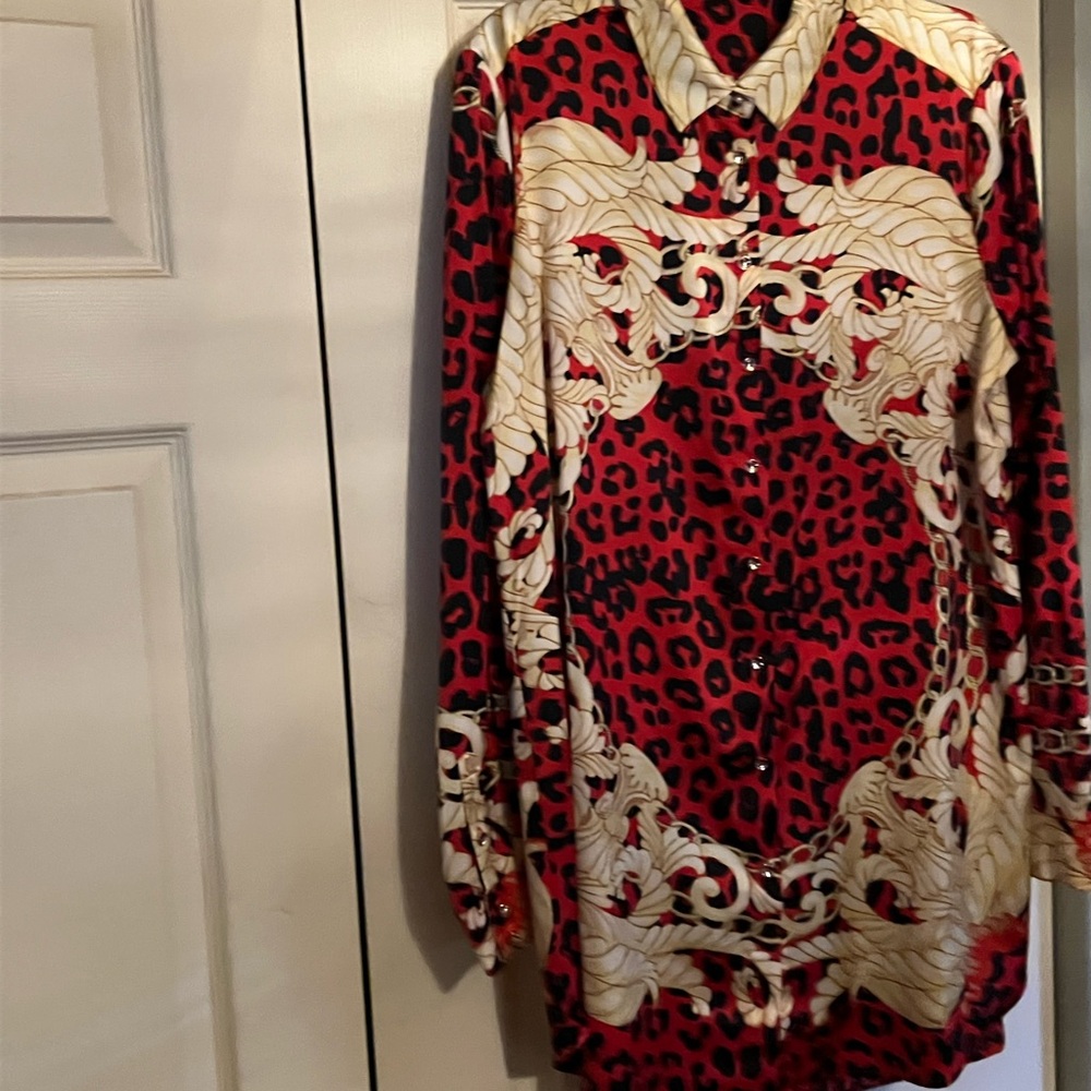 Guess Red and Black Long Sleeve Dress